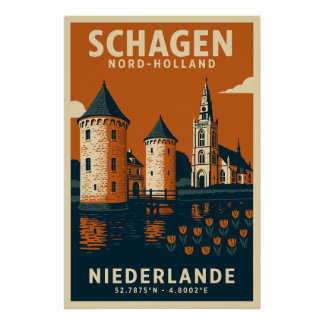 Schagen North Holland Netherlands Travel Poster