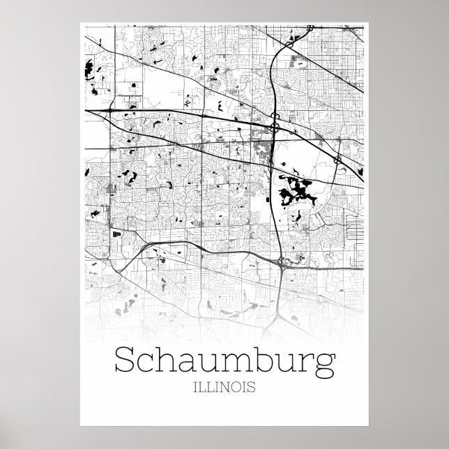 Schaumburg Map - Illinois - City Map Poster (Front)
