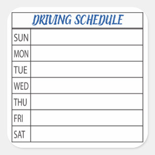 Schedule Car Pool Organiser Square Sticker