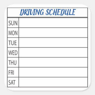 Schedule Car Pool Organiser Square Sticker