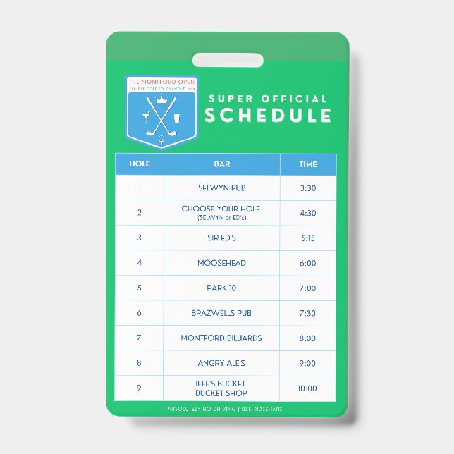 Schedule for Lanyard ID Badge (Front)