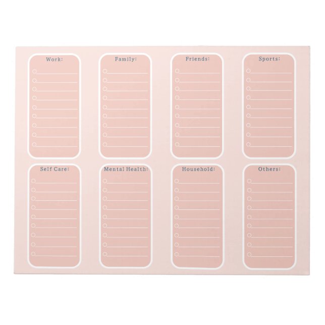 Schedule To Do Planner Checklist Organising Notes (Front)