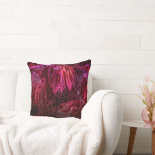 Schefflera Abstract in Reds Throw Pillow