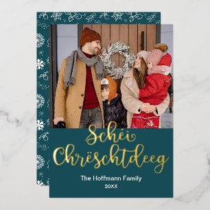 Schéi Chrëschtdeeg, Luxembourgish Merry Christmas Foil Holiday Card