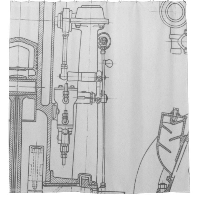 Schematic Drawing Old blueprint rustic colours sof Shower Curtain (Front)