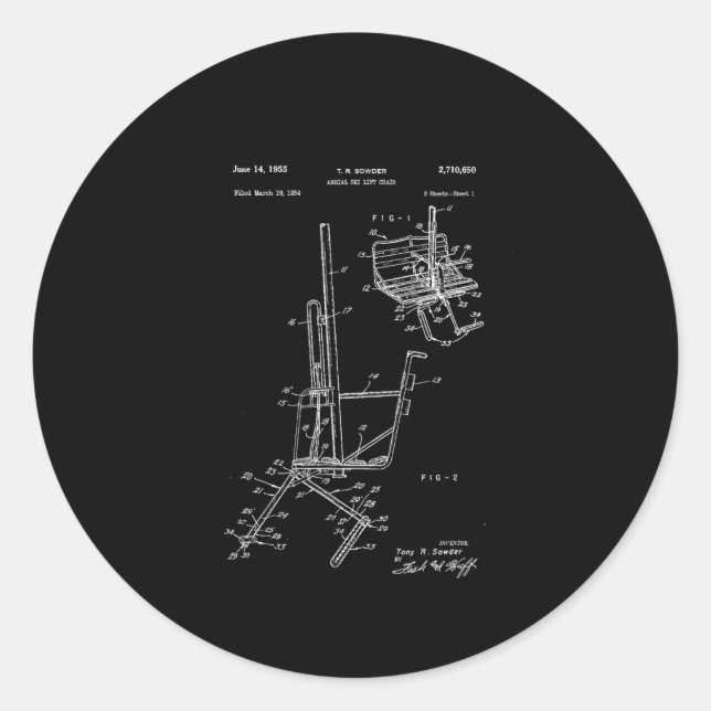 Schematic Of Ski Lift Chair  Classic Round Sticker (Front)