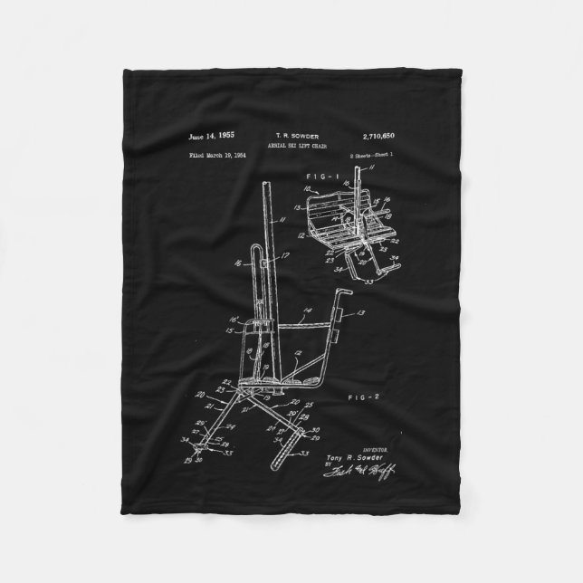 Schematic Of Ski Lift Chair  Fleece Blanket (Front)