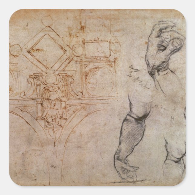 Scheme for the Sistine Chapel Ceiling, c.1508 Square Sticker (Front)