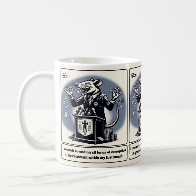 Scheming Tails: The Conniving Rat Politician  Coffee Mug (Left)