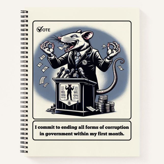 Scheming Tails: The Conniving Rat Politician  Notebook (Front)
