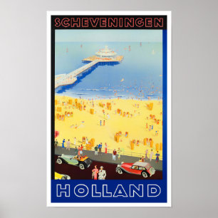Scheveningen Holland vintage travel Poster