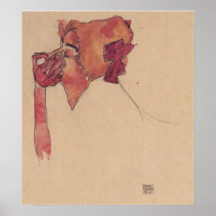 Schiele - Gerti With Hair Mesh 1910 Poster