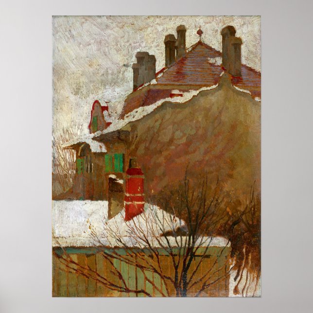 Schiele - Houses In Winter (View From The Studio) Poster (Front)
