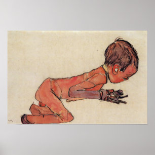 Schiele - Newborn With Legs Drawn Up 1910 Poster