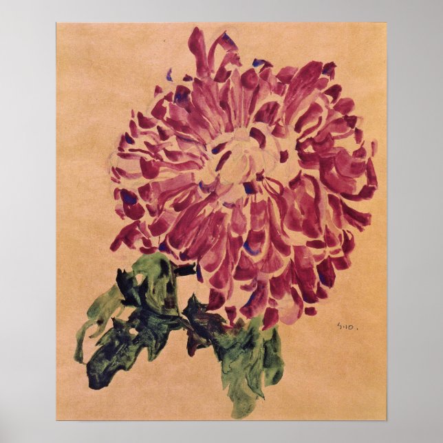Schiele - Red Chrysanthemum 1910 Poster (Front)