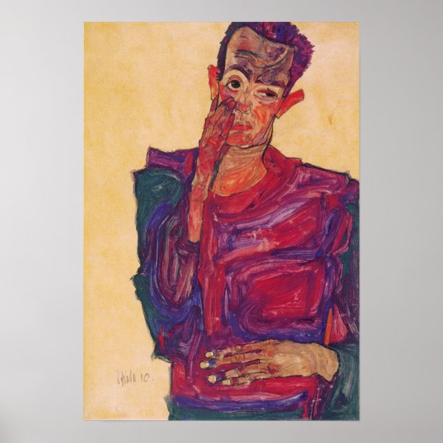 Schiele - Self-Portrait With Lowered Eyelid Poster (Front)