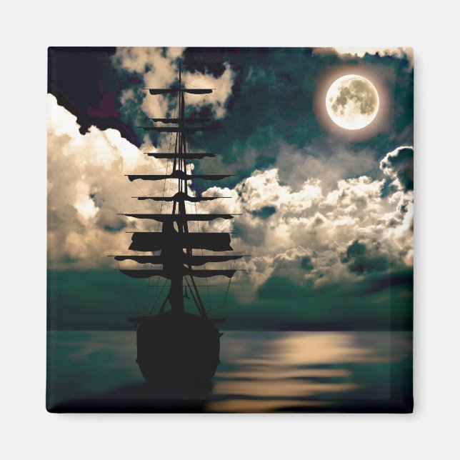 Schiff bei Vollmond Magnet (Front)