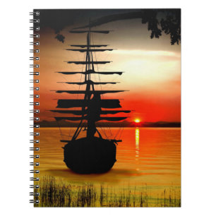 Schiff mit Sonnenaufgang Notebook