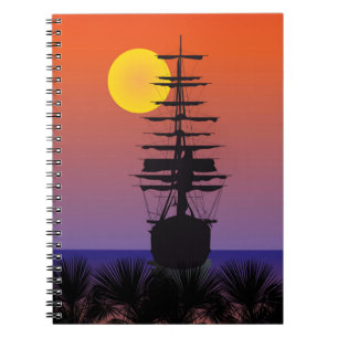 Schiff mit Sonnenaufgang Notebook