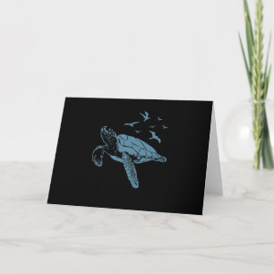 Schildkröte im Wasser mit Vögel am Himmel Card