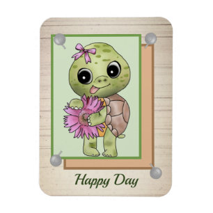 Schildkröte mit Blume Magnet