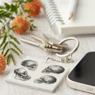 Schinz de Visser Human Monkey & Ape Skulls Key Ring