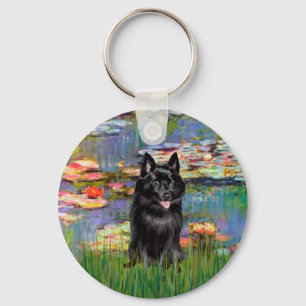 Schipperke 4 - Lilies 2 Key Ring