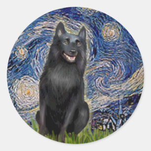 Schipperke 5 - Starry Night Classic Round Sticker