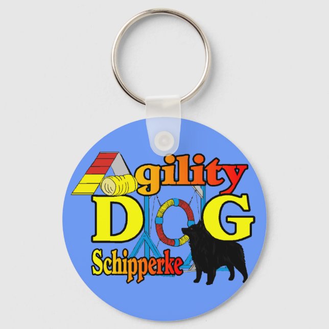 Schipperke Agility Gifts Key Ring (Front)