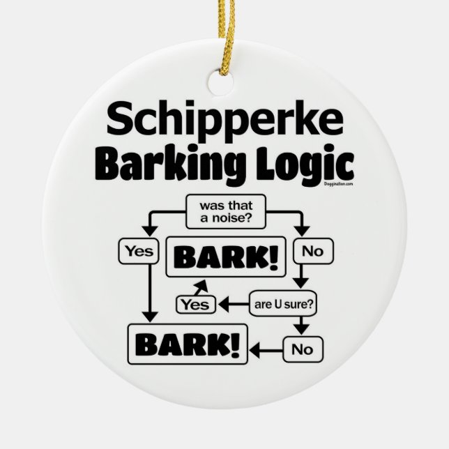 Schipperke Barking Logic Ceramic Ornament (Front)