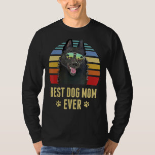 Schipperke Best Dog Mum Ever Retro Sunset T-Shirt
