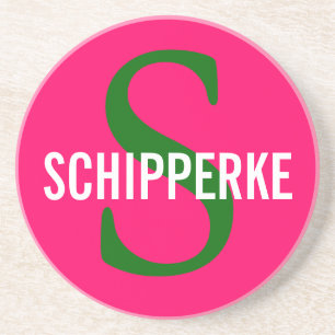 Schipperke Breed Monogram Design Coaster