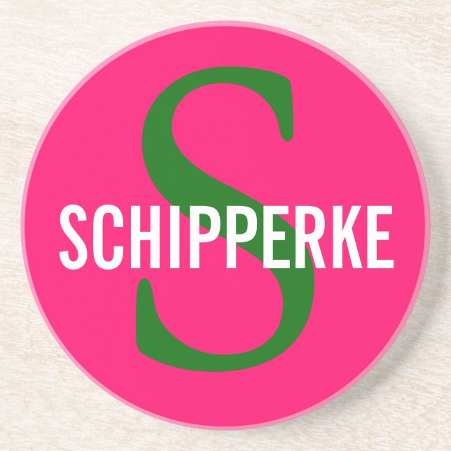 Schipperke Breed Monogram Design Coaster (Front)