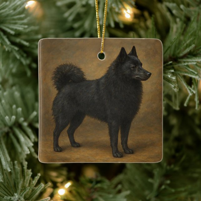 Schipperke Ceramic Ornament (Tree)