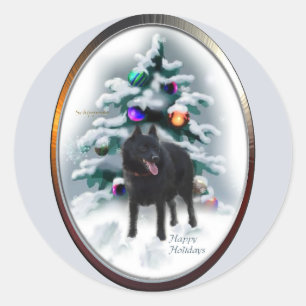 Schipperke Christmas Gifts Classic Round Sticker