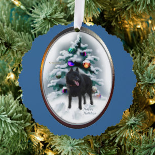 Schipperke Christmas Gifts Tree Decoration Card