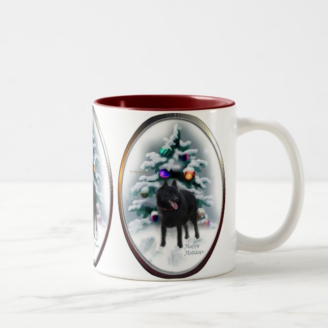 Schipperke Christmas Gifts Two-Tone Coffee Mug (Right)