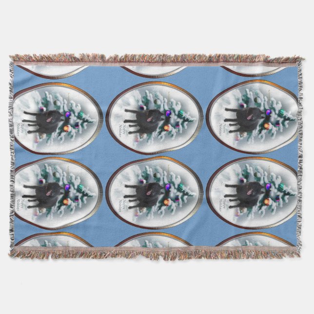 Schipperke Christmas Throw Blanket (Front)