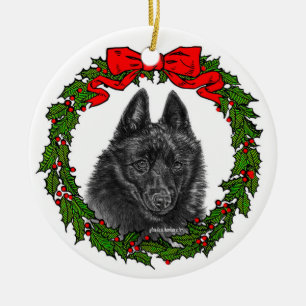 Schipperke Dog Art by Glenda S. Harlan Ceramic Ornament
