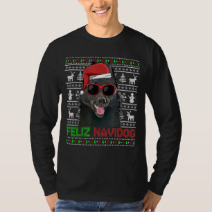 Schipperke Dog Feliz Navidog Funny Christmas T-Shirt
