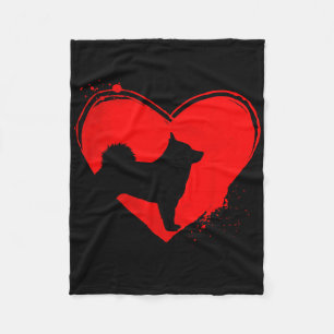 Schipperke Dog Heart Shape Valentine Dog Lovers  Fleece Blanket