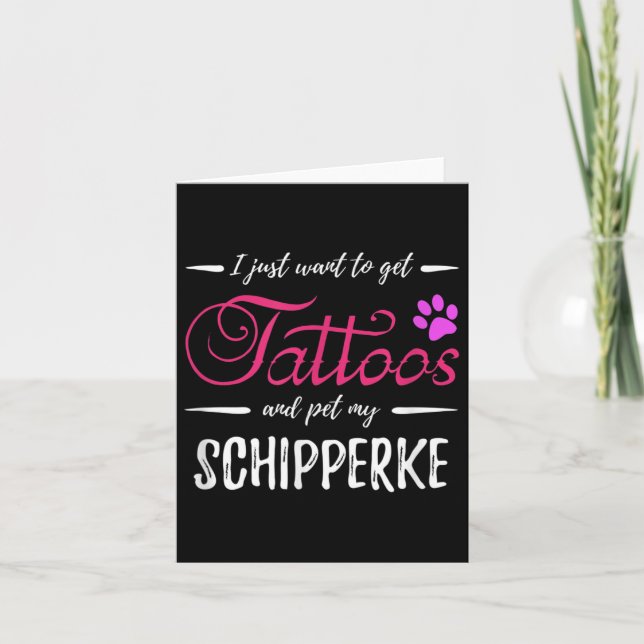 Schipperke Dog Lover Tattoo Funny Dog Mum Gift Ide Card (Front)