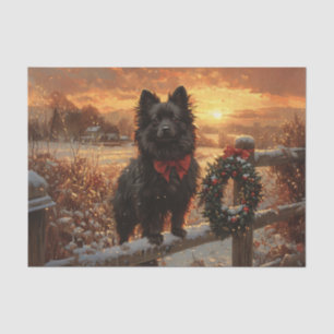 Schipperke Dog Rustic Winter Decoupage Tissue Paper