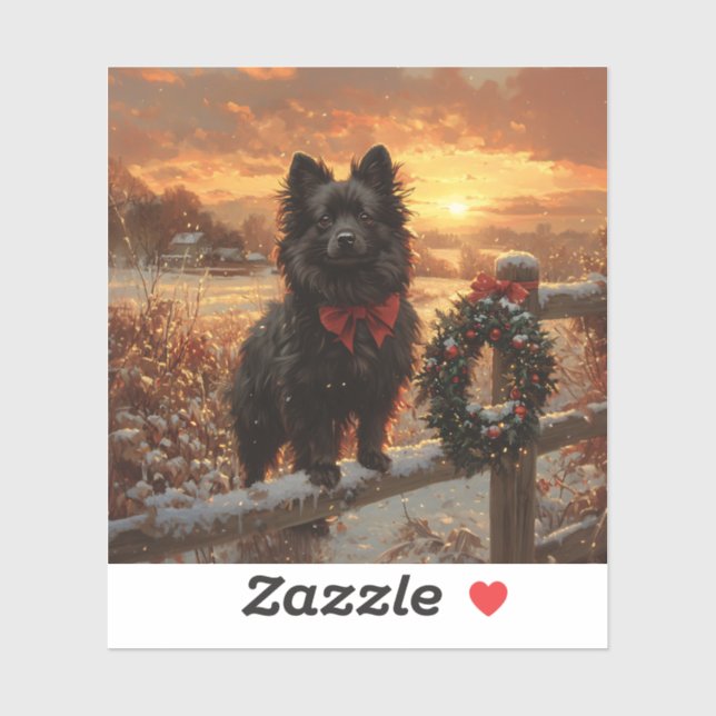 Schipperke Dog Rustic Winter Sunset (Sheet)