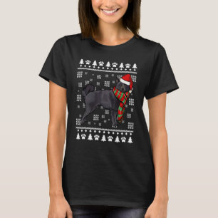 Schipperke Dog Santa Hat Xmas Ugly Christmas T-Shirt