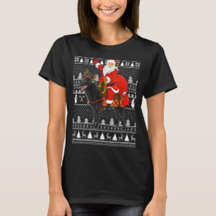 Schipperke Dog  Santa Riding Schipperke Ugly Chris T-Shirt
