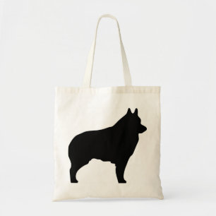 Schipperke dog silhouette tote bag