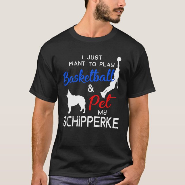 Schipperke Funny Basketball Dog Owner Lover Xmas G T-Shirt (Front)
