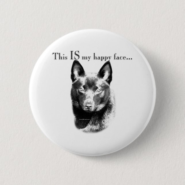 Schipperke Happy Face 6 Cm Round Badge (Front)