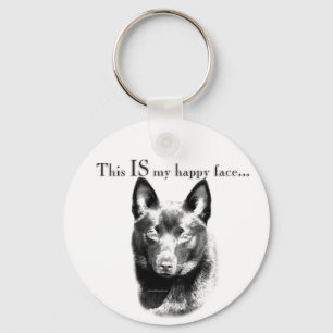 Schipperke Happy Face Key Ring